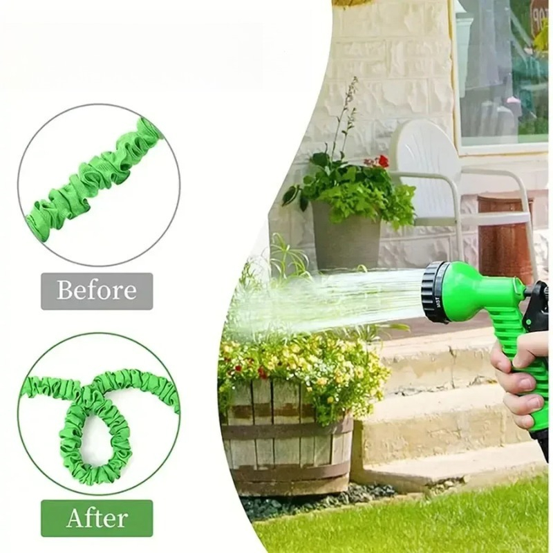 Flexible Hose Braided - สายยางมหัศจรรย์แบบยืดหดได้ 25-200 ฟุต พร้อมปืนฉีดน้ำ 7 ฟังก์ชัน
